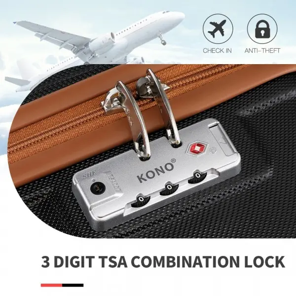Kono 20 Inch Lightweight Suitcase Spinner 4 Wheels Luggage Trolley Travel Case built-in organizer 4 wheels 360 rotation multifunctional 4