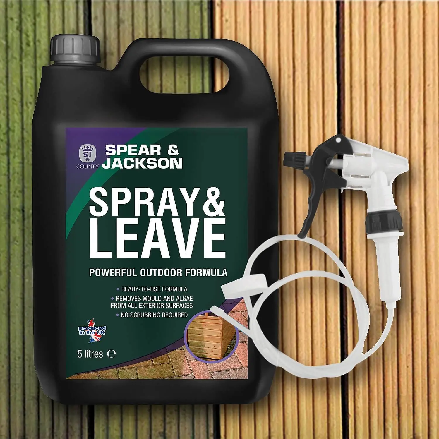 Spear & Jackson Spray and Leave (5L) No scrubbing, wiping or washing off Household Cleaner Algae & Moss Spot Remover Patio
