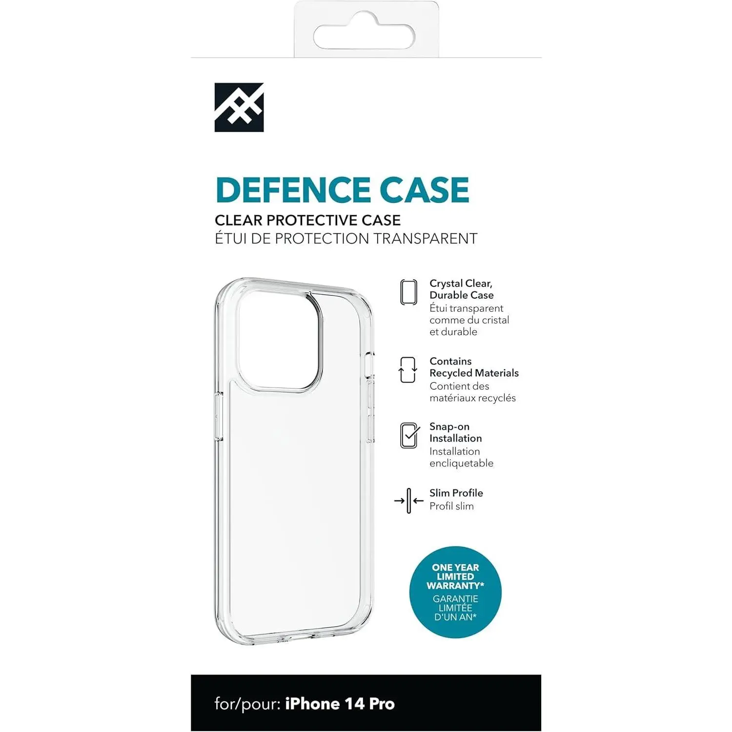 iFrogz Defence - Back cover for mobile phone - clear - for Apple iPhone 14 Pro Protective Accessories Cases