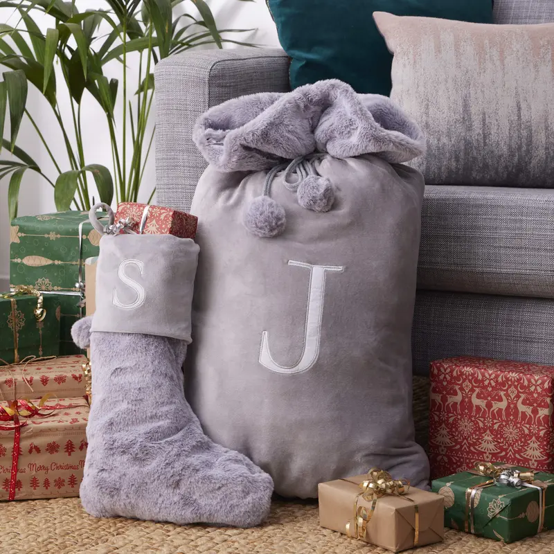 Luxury Christmas Sacks & Stockings with Monogrammed Letter 0