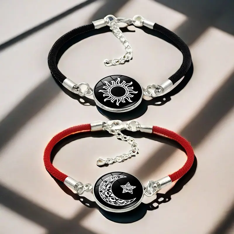 2024 Moon Lovers Weaving Hand Rope Male and Female Student Couple Luminous Bracelet Valentine's Day Gift