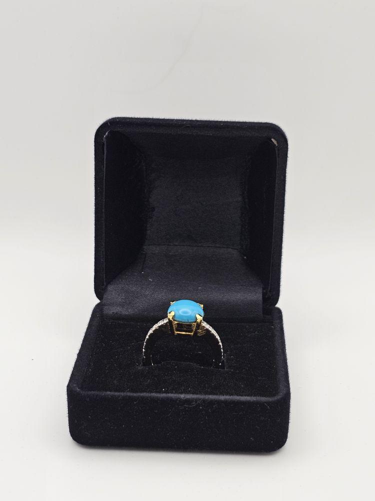 Product Introduction of Turquoise Ring for Women - NaurattanSilver with Zircon Studs and Handcrafted Design 13