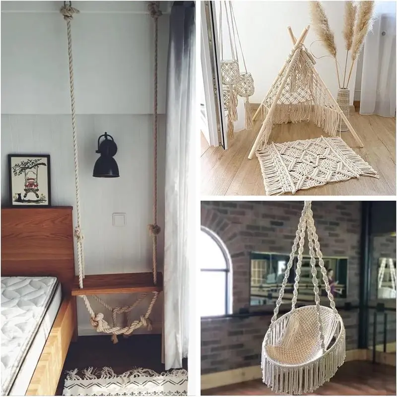 Cotton Rope Thick Rope White Rope Noose Soft Rope 20mm Decking Rope For Garden Macrame Plant Hanger Kit (5M) 5