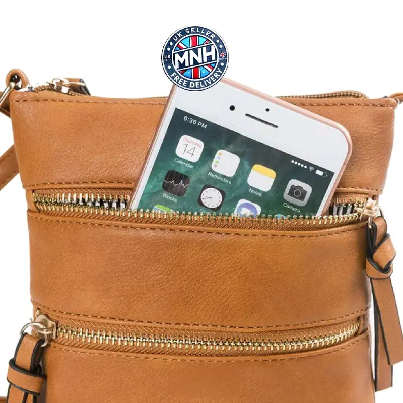 Ladies Leather Crossbody Messenger Bag with Zipper for Women 6