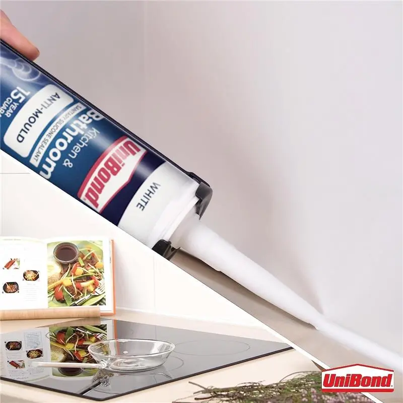 Anti-Mould Waterproof Silicone Sealant for Kitchen & Bathroom, Strong & Long-Lasting, 274g Cartridge - HomeFix 3