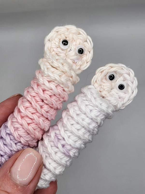 Cotton Crochet Worry Worm. Great for anxiety. Fab for blazer pockets. 6