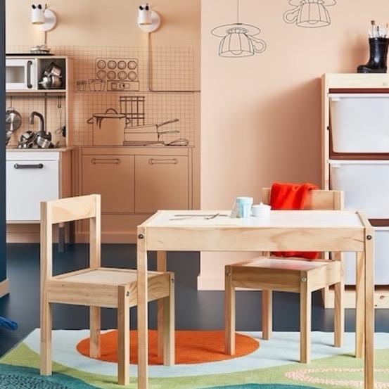 LÄTT Children's Study/Play Breakfast Table with 2 Chairs, White/Pine - Perfect for Kids' Meals and Playtime 4