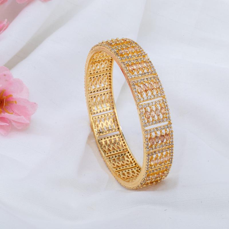 Gold Plated American Diamond Bangle Set 1