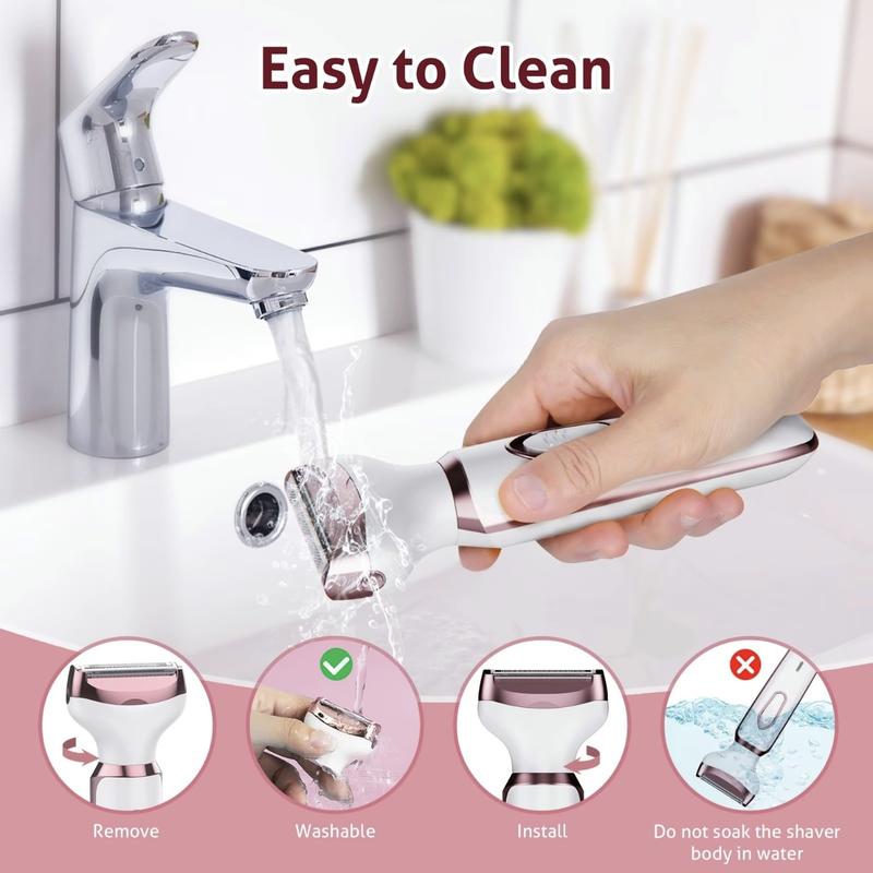 4 In 1 Electric Rechargeable Hair Removal Device, 1 Set Nose Eyebrow Face Razor For Gift, Wet & Dry Private Area Trimmer For Winter Gift, Electric Hair Removal Device For Women, Halloween, Christmas, Gadgets flawless  eyebrow 4