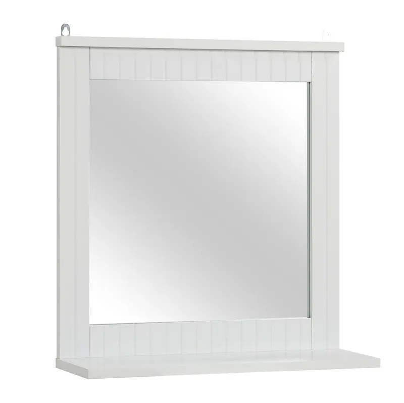 WOOD FRAMED WALL MOUNTED BATHROOM MIRROR W/ COSMETIC SHELF VANITY MIRROR, Living Room or Bathroom, 40cm x 13cm x 42.5cm 6
