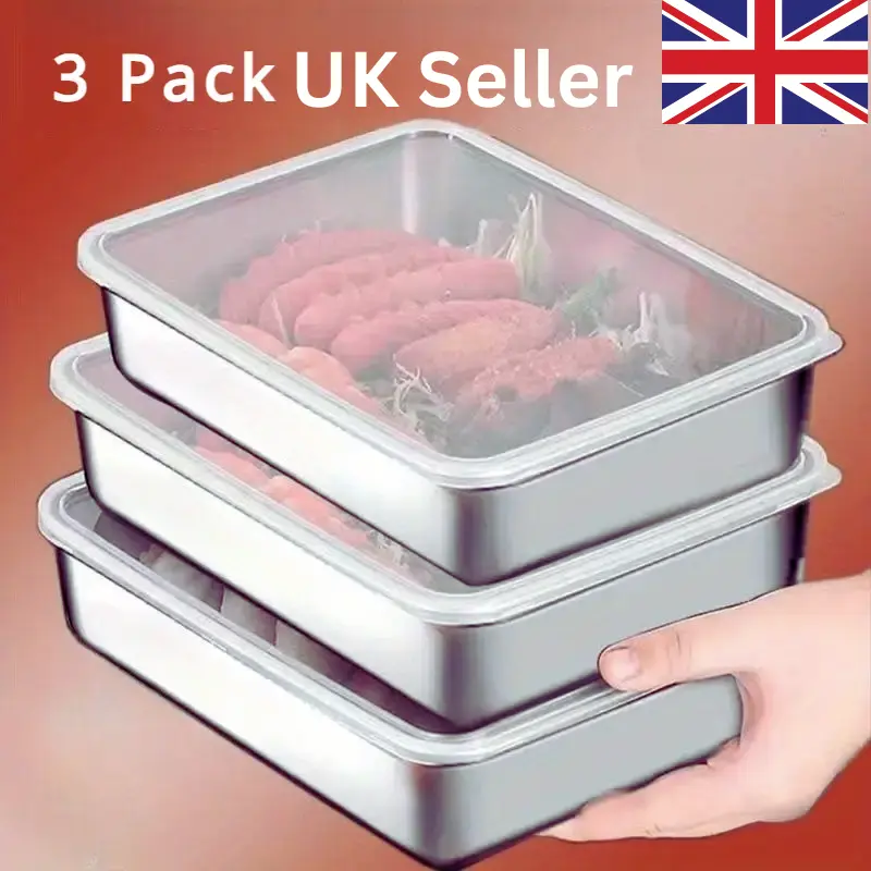 Stainless Steel Food Containers with Lid - 2500 ml Sandwich Box Containers Lunchbox for Kids and Adults - Fruit, Kitchen, Utensils, Storage