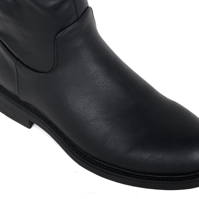 Product Introduction of SHUMOKO Women Chunky Ankle Boots  with Zip Women Knee High Boots Flat with Round Toe Women Full Zip Pull-on Boots with Flat Heel 3CM Women Black Brown Boots on youger trend Girl Walking Shoes Comfort Onyx Footwear Shoe Women Magic Stretch Boots 10