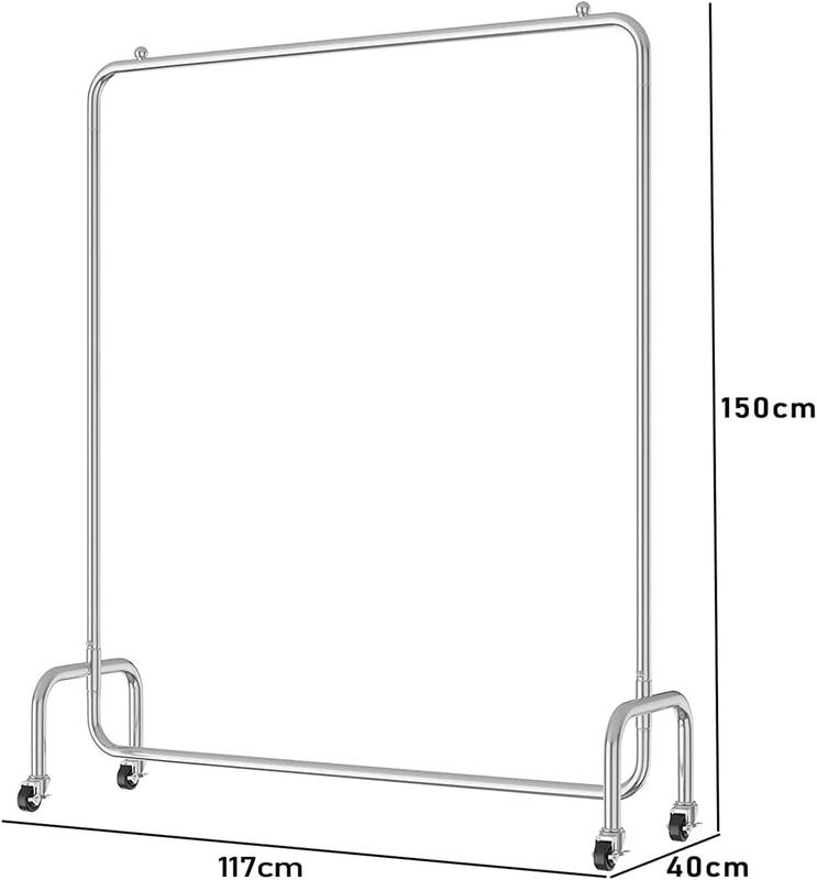 Heavy Duty Clothes Rack Open Wardrobe on Wheels Accessories Laundry Stainless Steel Hangable 5