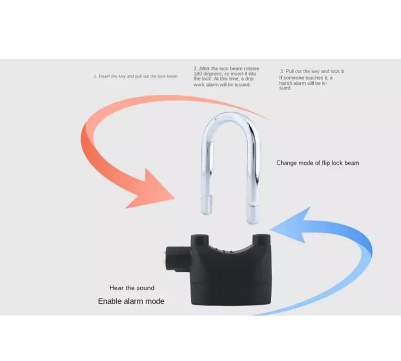 Product Introduction of Alloy Steel Anti-theft Alarm Lock Padlock with  Steel Cable for Motorcycles 6