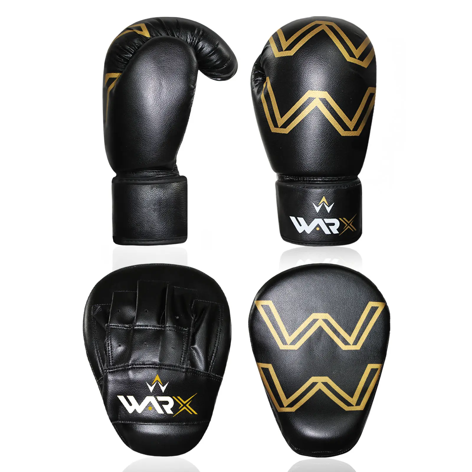WARX Boxing Gloves and Focus Pads Set Hook & Jabs Mitts Punch Gym Training MMA