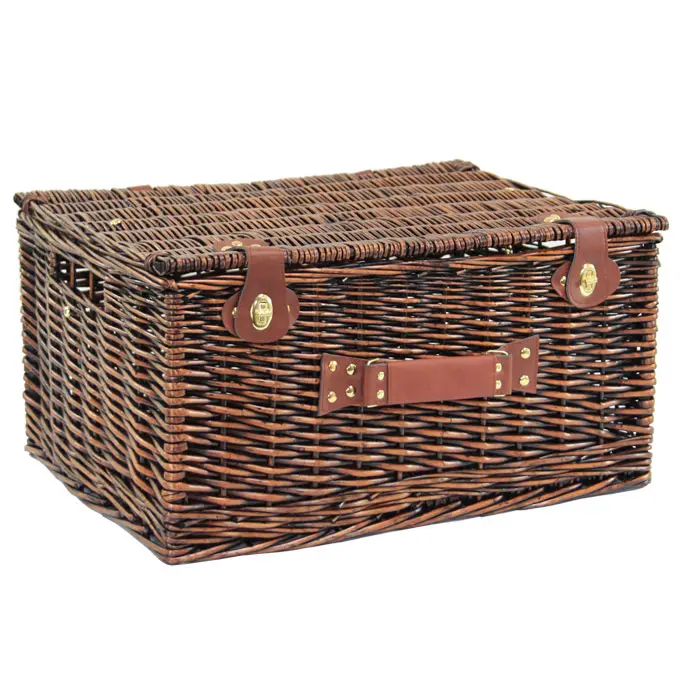 Empty Wicker Hamper Basket with Lid for Gift Baskets, Christmas Hampers, Picnics and Storage - 21" VINTAGE BROWN (54x40x27cm high) 0