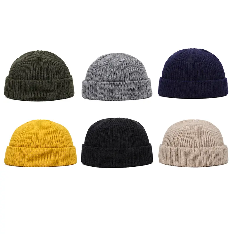 1x Men Women Mini Fisherman Beanie Winter Spring Hat Soft Knitted cap Fashion 1