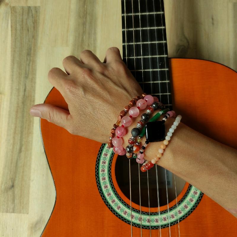 MintWish.You - Pink Aventurine - Natural Gemstone Bead Bracelet (Stretch Boho Chakra Colour Meditation Bracelet) - 16cm circumference 3