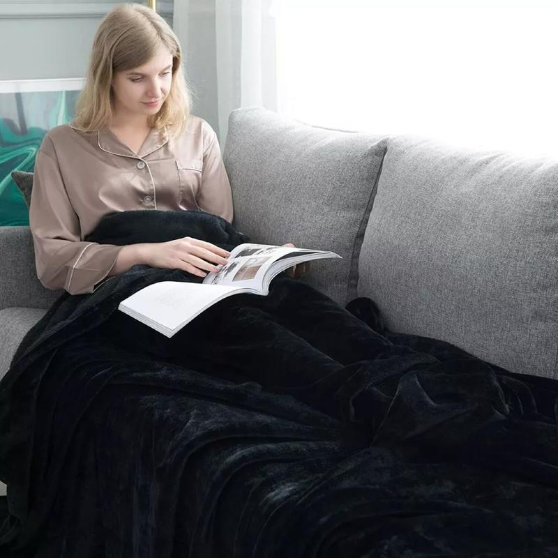 Large Faux Fur Warm Fleece Throw Over Soft Sofa Bed Mink Blanket Double & King 3