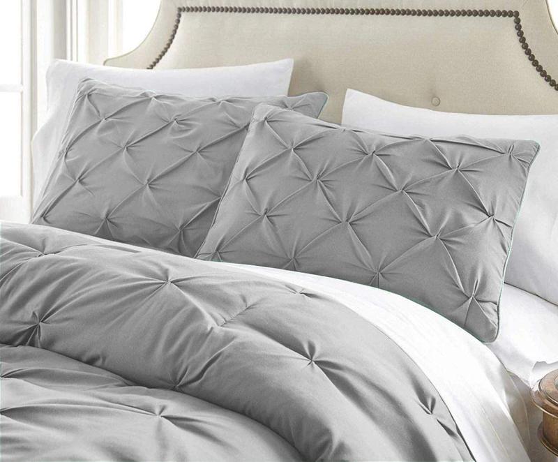 Trend & Bend Pintuck Pinch Pleated Duvet Cover with Pillowcases – Luxury Cotton Quilt Bedding Covers Single Double King Super King Size Bed Sets Perfect for Christmas, and New Year duvet  sets 1