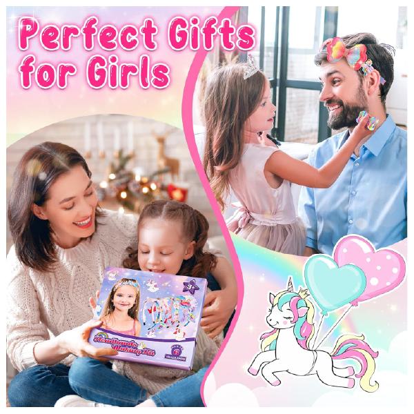 Unicorn Headband Making Kit for Girls Age 3+, Creative Craft Kits for Kids, DIY Fun Hairbands & Hair Accessories Toys Set - Birthday Presents & Gifts for Girls Age 3 4 5 6 7 8 Years Old 5
