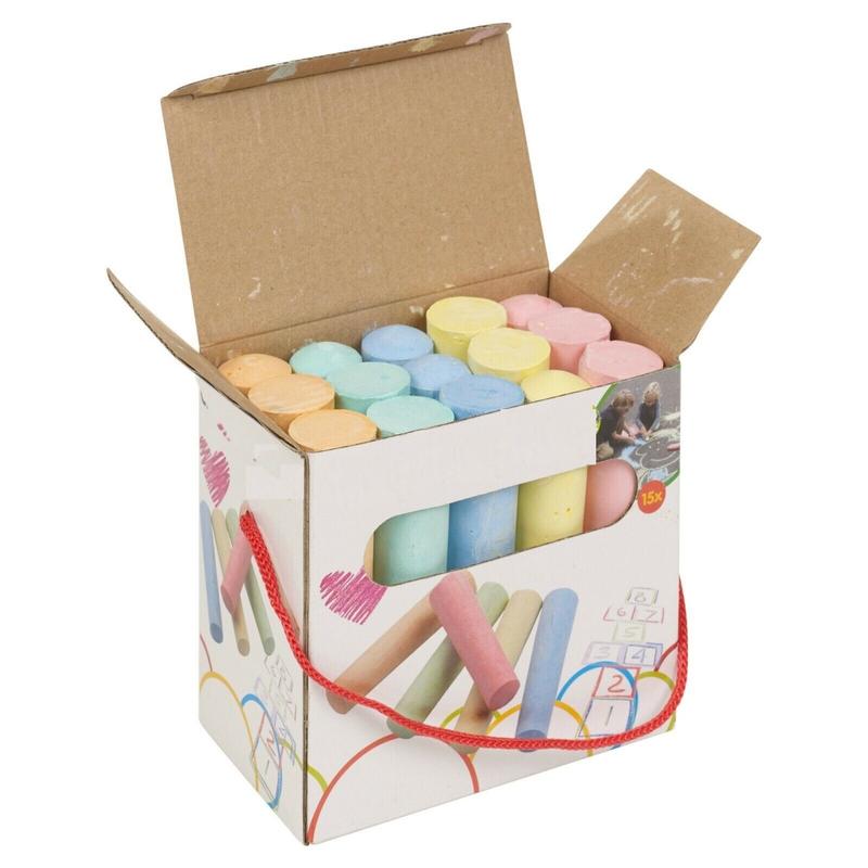 15PCS Multicoloured Giant Sidewalk Pavement Chalk Set with Carry Box for Kids Outdoor Drawing Creative Fun Activities Street Chalks for Boys and Girls 1