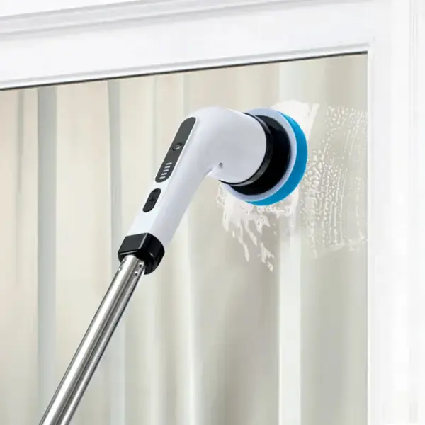 Electric Spin Scrubber Cordless Power Scrubber with 8 Replaceable Brush Heads & Toilet Brush Portable Cleaning Brush, 2 Speeds, Adjustable Extension Arm, Power Scrubbers for Floors, Tub, Tile