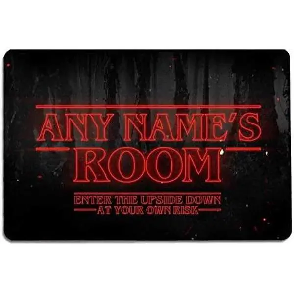 Personalised Door Sign, red stranger type A4 metal wall art sign, teenagers, bedroom sign