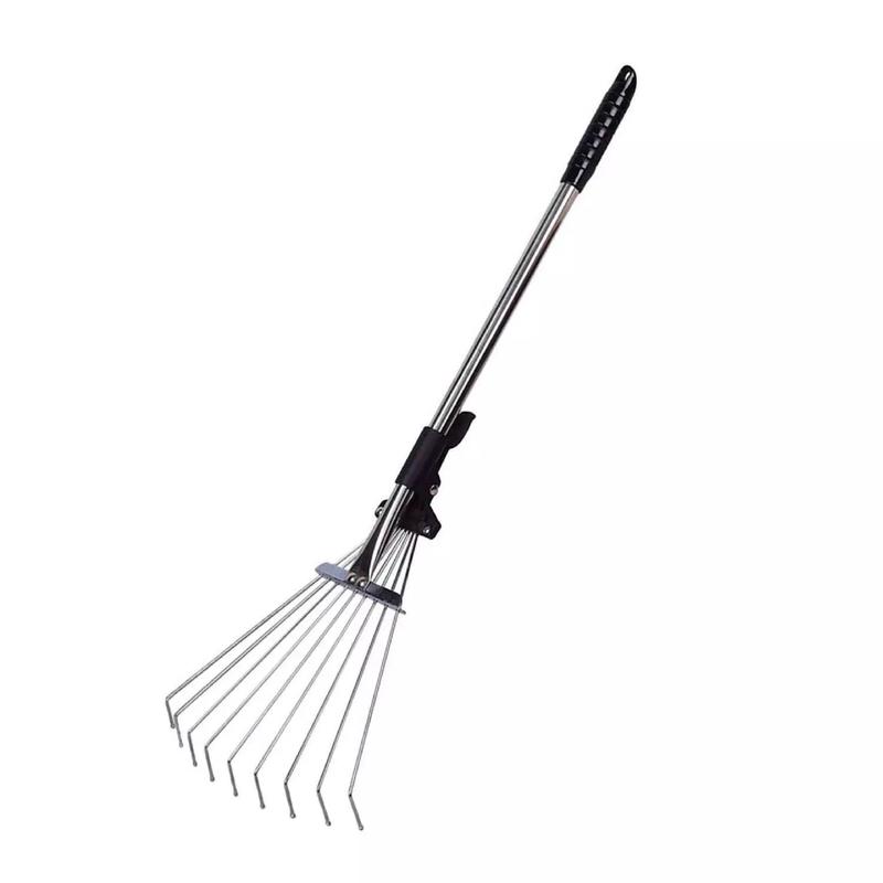 ADJUSTABLE TELESCOPIC METAL GARDEN RAKE LEAF TELESCOPIC HANDLE LAWN GRASS 0