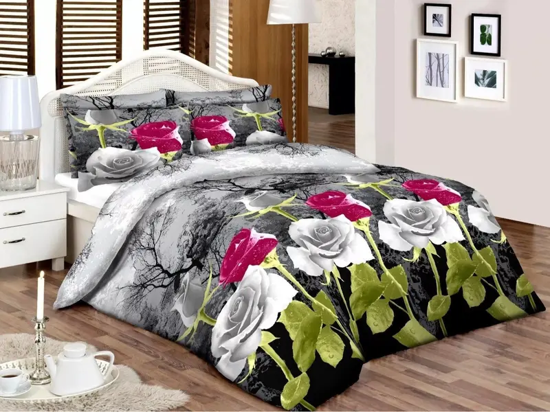 Mastex Gypsy Bedding Set - Premium Egyptian Cotton Floral Duvet Quilt Cover Set, Single/Double/King Sizes 1