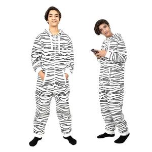 NOROZE Kids Boys Girls Zebra Stripe Onesie Fleece Hooded Jumpsuit Playsuit All in One Piece Casual Loungewear Hooded Onesies 5-13 years