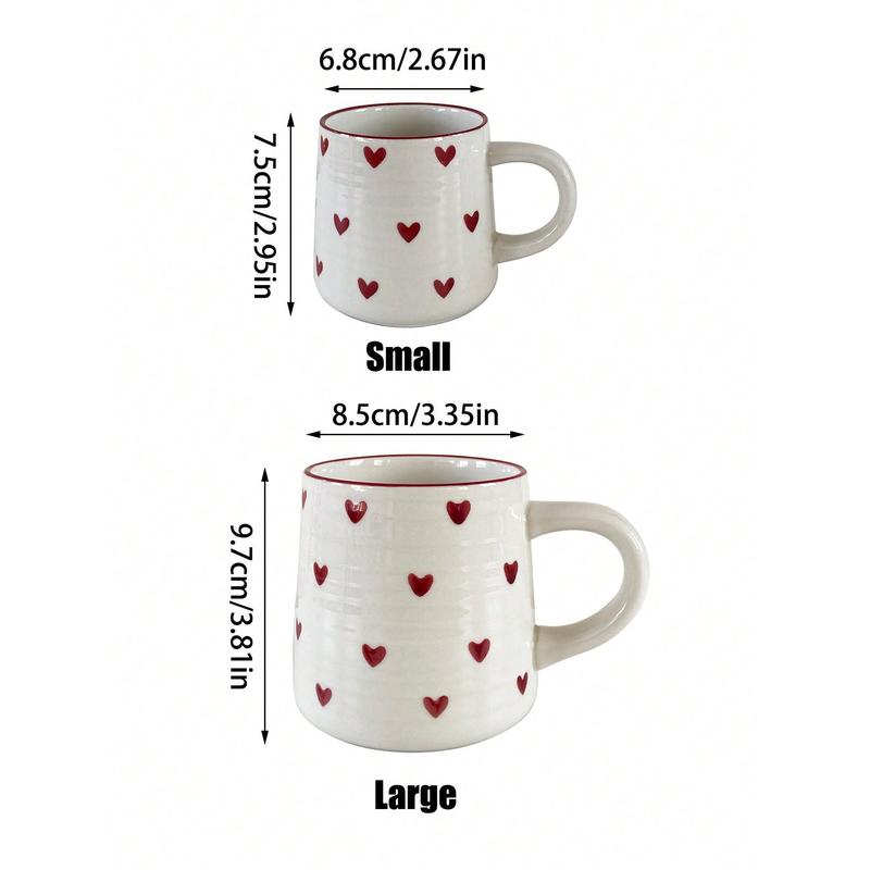 1pc 200ml/420ml Heart-Shaped Ceramic Mug, Simple & Elegant Circular Pattern Cup, Suitable For Cafe Latte, Milk, Yogurt, Oatmeal, Afternoon Tea, Couple Cup, Gift Drinkware Porcelain Tumbler Coffee Washable Reuse Reusable Multicolor 2