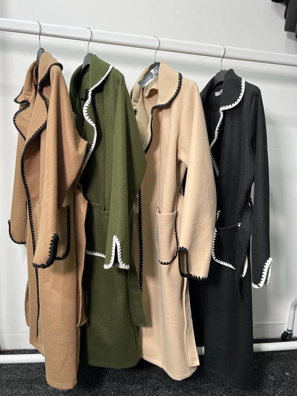 Ladies Women Long Coat With Belt trench style Casual Womenswear Comfort Outerwear Long Sleeve Longsleeves Lady Tops 1