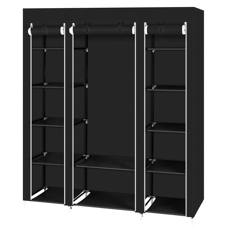 69" Portable Clothes Closet Wardrobe Storage Organizer with Non-Woven Fabric Quick and Easy to Assemble Extra Strong and Durable Black 2