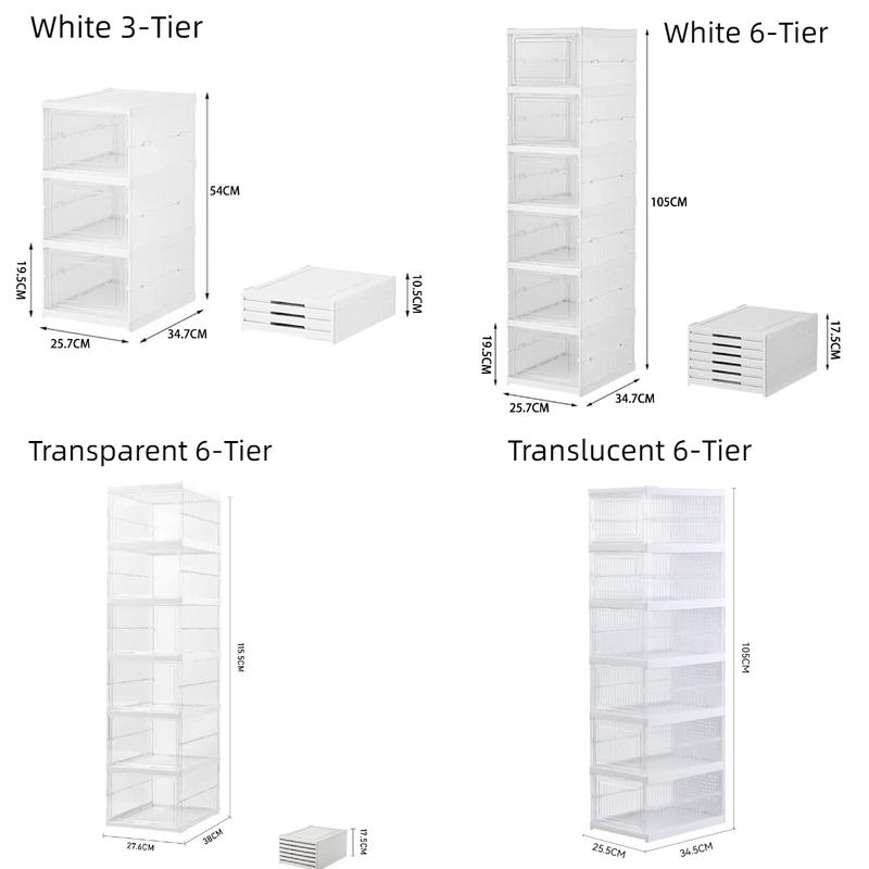 Livingandhome 3/6 Tiers Modernist Installation, Free Foldable & Stackable Shoe Storage Box, Shoe Rack Organiser 9