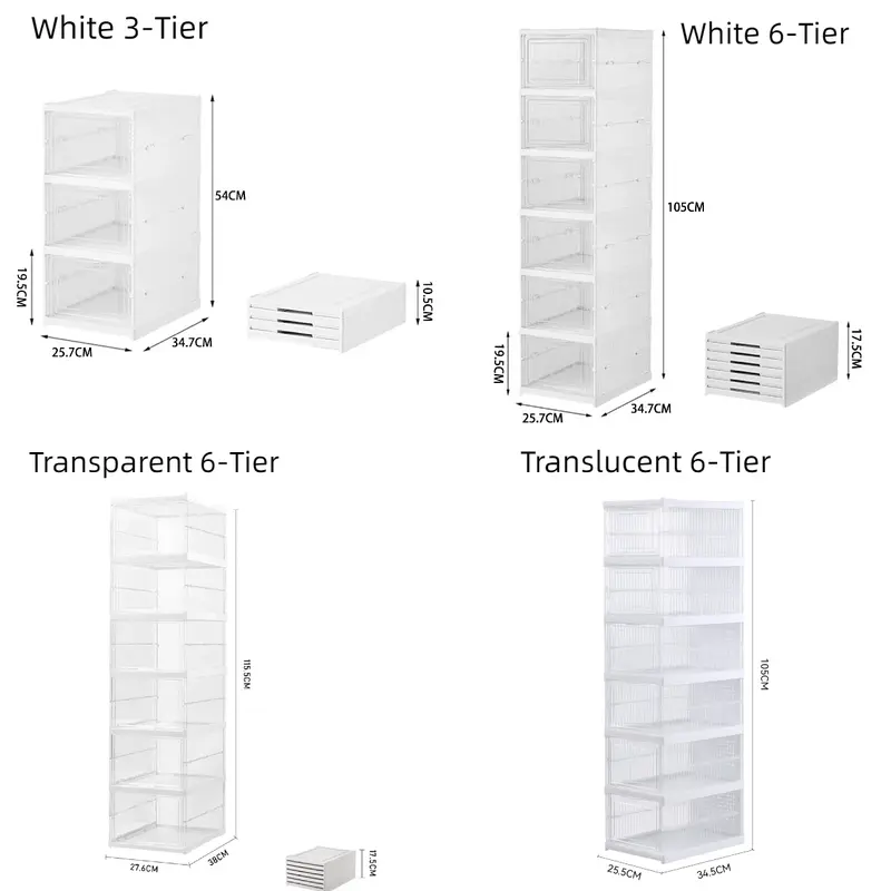 Livingandhome 3/6 Tiers Modernist Installation, Free Foldable & Stackable Shoe Storage Box, Shoe Rack Organiser 8