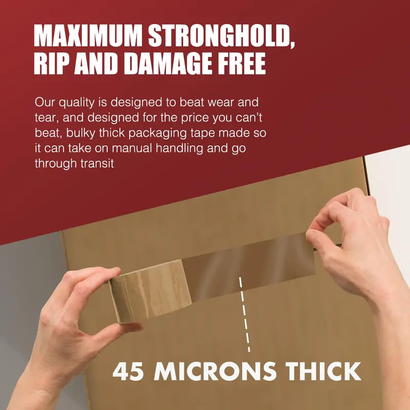 Merrimen Strong Heavy Duty Roll Pack Brown Packaging Tape, Secure Sticky Sealing Tape for Parcel Boxes, Moving Boxes, Large Postal Bags for Long Term Storage, (48MM x 66M) (3 rolls, Brown) 4
