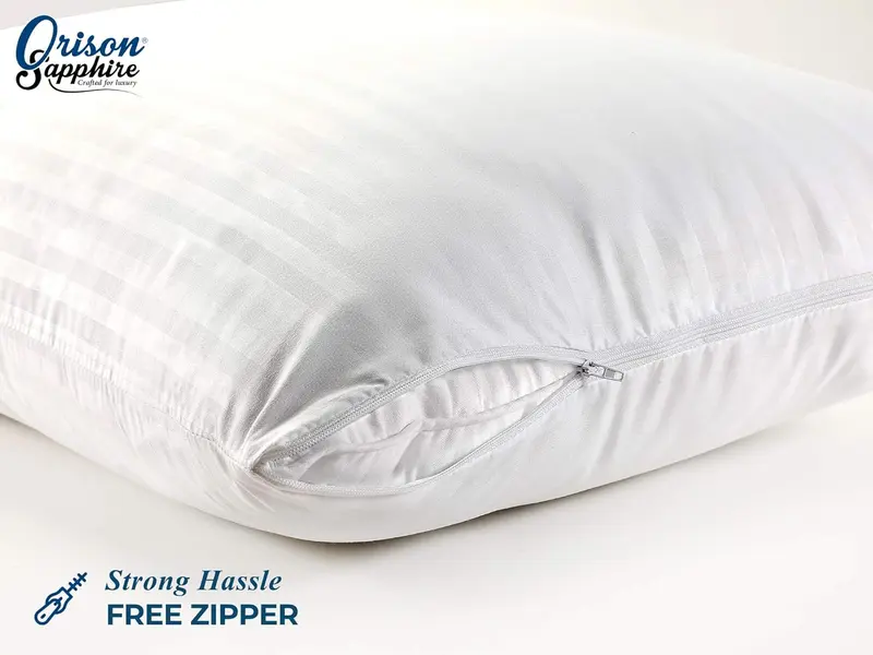 Satin Stripe Pack of 4 Pillow Protectors Covers - Ultra Soft Microfiber, Breathable, Hypoallergenic, Zipper cases, UK Standard Size 50 x 75cm 3