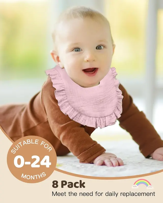 Baby Bandana Dribble Bibs Drool Bibs, 8pc Infant Teething Soft and Absorbent with Adjustable Snaps, Bib Set for Unisex Newborn Toddlers Aged 0-24 Months 2
