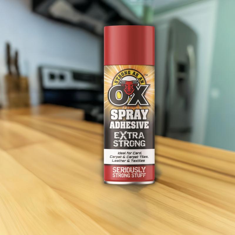 Strong As an OX Adhesive Spray Extra Strong 500ml Multi-Packs | Ideal For Card | Carpet & Carpet Tiles | Leather & Textiles | Seriously Strong Stuff | Long Lasting Bond 3