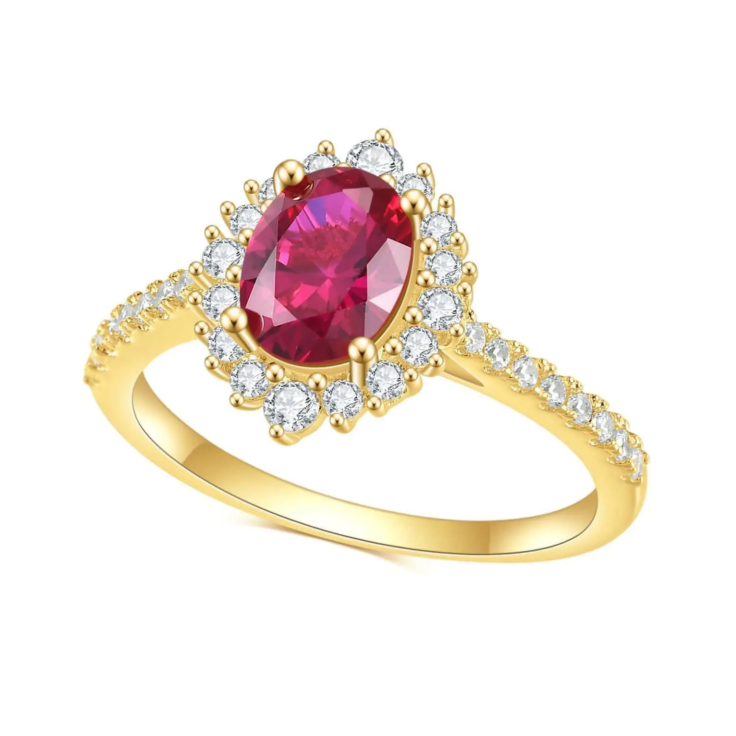 Ruby halo ring