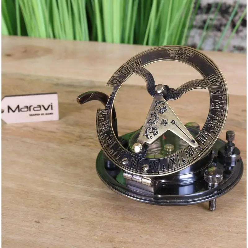 Gilbert and Sons Antique Brass Sundial Compass 2