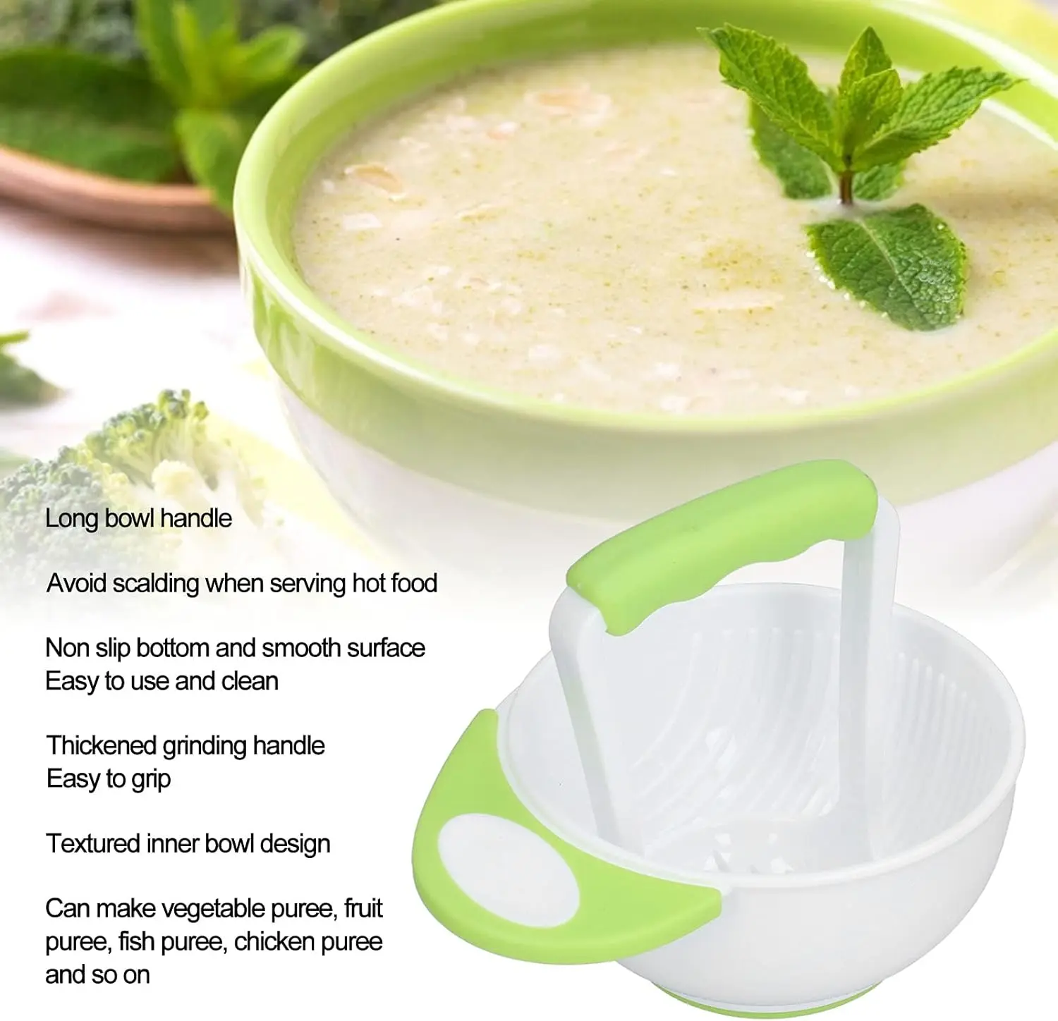 Baby Food Masher Bowl Set, Convenient Baby Food Mash Bowl Professional for Make Vegetable Puree Fruit Puree for Baby Food Mash Bowl