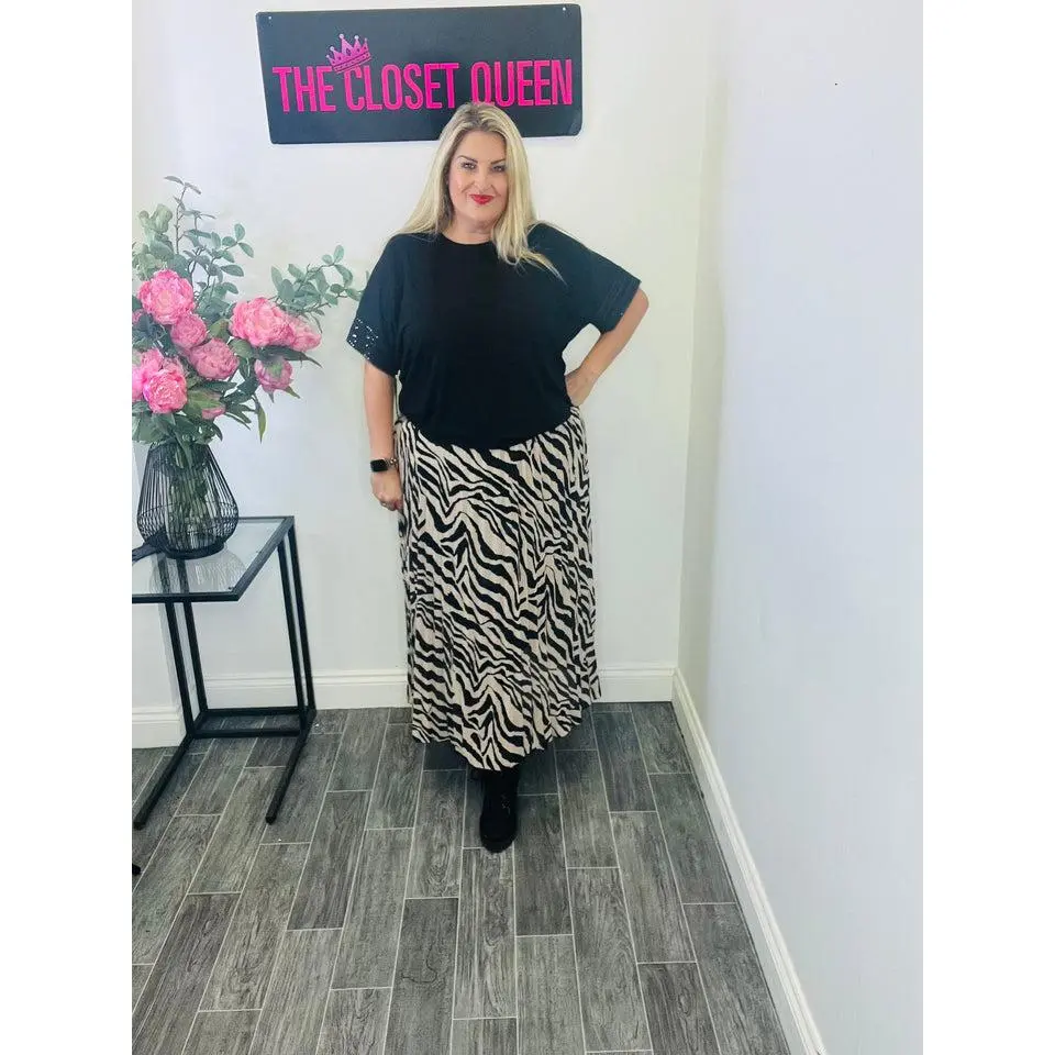 Pleat Skirt Zebra Print