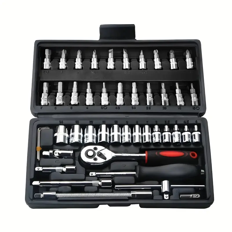 46-Piece Master Mechanic Toolkit – High-Torque Wrench, Spanners, Screwdrivers, and Sockets – The Ultimate Auto & Bike Repair Kit for Professionals and DIY Enthusiasts! Perfect for All Skill Levels! 0