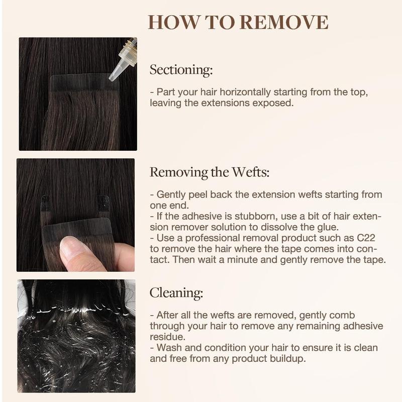 GOOGOO Hair Extensions Tape in Human Hair Natural Straight 6