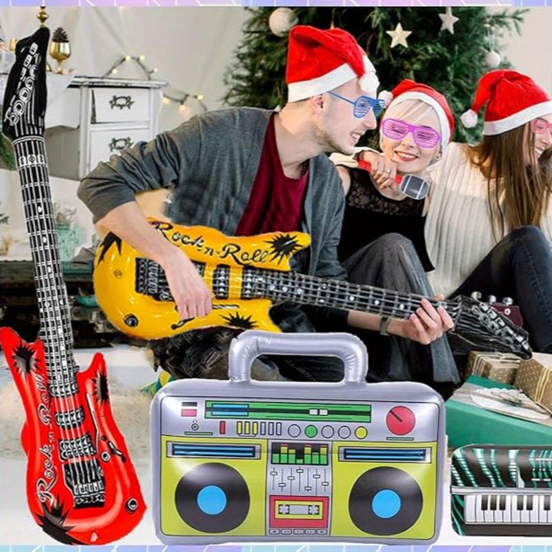 Rock Star Party Balloon Set with Pump - Inflatable Guitar, Saxophone & Microphone Props for 80s/90s Themed Birthdays, Pool Parties & Disco Carnivals, Disco Party Supplies, Party Decoration, Fun Musical Instruments, Inflatable Party Props, Photo Booth Prop 5