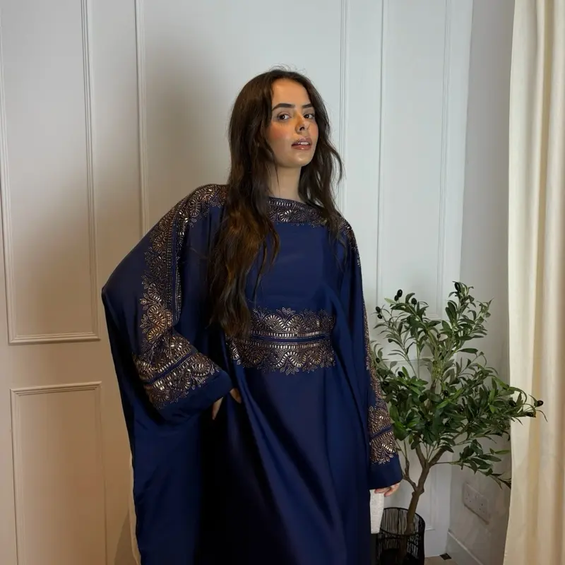 AYAH ABAYA - women’s premium butterfly abaya with matching hijab, luxury embroidery patter with inner belt 2
