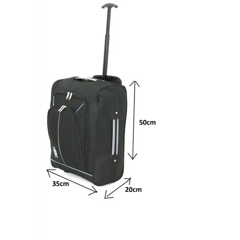 35L Cabin Trolley Bag Travelling Luggage Travel Lightweight Multiple Pocket Bag Holdall Suitcase with Wheels Telescopic Handle Suitable for All Airlines Cabin Size Approved Travel Bag (Black/Grey) 3