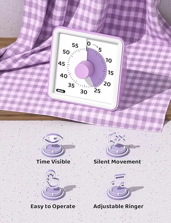 Visual Timer for Kids, 60 Minute Visual Countdown Timer Clock for kids Pomodoro Timer for Classroom Teaching Cooking 2